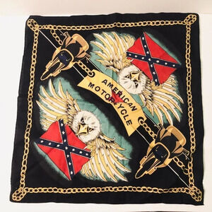 Vtg American Motorcycle  Bandana Bald Eagle Handkerchief